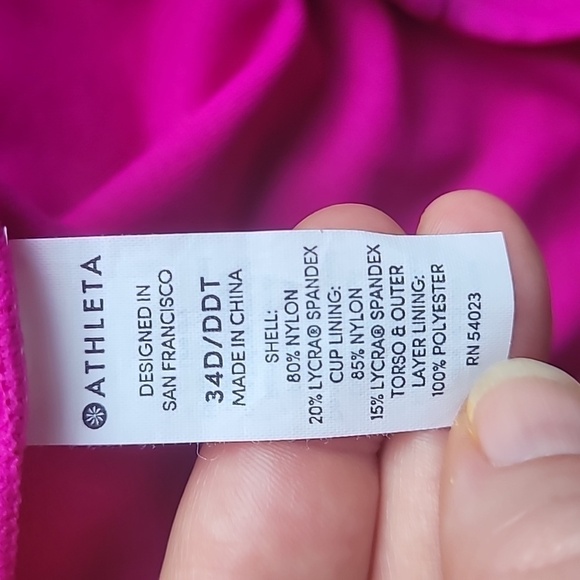 Athleta pink halter criss cross front tankini top size 34D/DDT - Picture 8 of 10